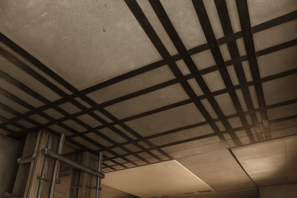 Anbringen von Kohlenstofffaserlaminaten unter einer Decke